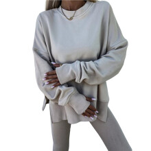 Ensemble Sweat-Shirt et Legging pour Femme, Tenue 2 Pièces, Sweat-Shirt Oversize, Pantalon Slim, Survêtement Abricot S