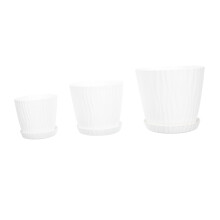 3 Sets White Plastic Planter Pots with Trays, Lightweight Durable Flower Pots for Indoor Outdoor Use