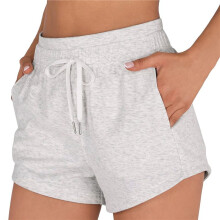 Short de Sport pour Femme avec Poches, en Coton Ăponge, Cordon de Serrage, pour L'ĂtĂ©, DĂ©contractĂ©, pour le Sport et le DĂ©tente Gris Clair L