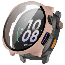 Smartwatch Protective Case with Tempered Glass Screen Protector for Keep Watch Pilot 1, Full Coverage Pink Design