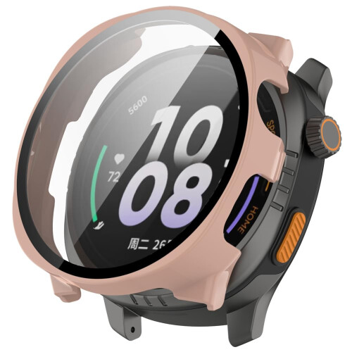 Smartwatch Protective Case with Tempered Glass Screen Protector for Keep Watch Pilot 1, Full Coverage Pink Design