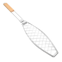 Fish Grill Basket Stainless Steel BBQ Basket with Removable Handle for Fish Meat Vegetables Camping