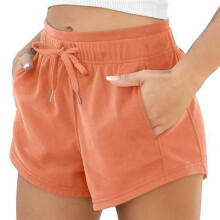 Short de Sport pour Femme avec Poches, en Coton Ăponge, Cordon de Serrage, pour L'ĂtĂ©, DĂ©contractĂ©, pour le Sport et le DĂ©tente Corail L