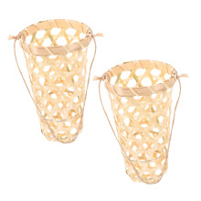 Bamboo Wall Planter Handwoven Hanging Plant Basket with Rustic Bamboo Texture for Small Spaces