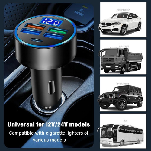 5 Port USB Car Charger Adapter with Fast Charging Technology for iPhone iPad and Multiple Devices 2