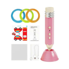 (Pink) 3D Printing Painting Pen,Rechargeable Low Temperature Artistic 3D Drawing Pen