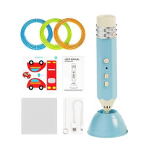 (Blue) 3D Printing Painting Pen,Rechargeable Low Temperature Artistic 3D Drawing Pen