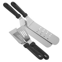 Stainless Steel Griddle Spatula Set 4‑Piece BBQ Grilling Tools with Beveled Edge and Full Handle Control