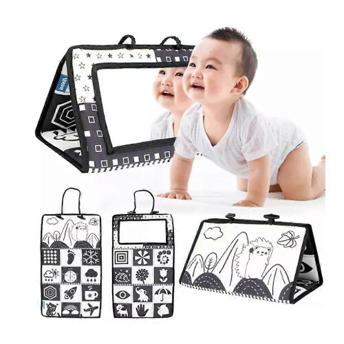 (Black and White) Foldable Distorting Mirror ToyStimulates Visual Awareness,Vision Training