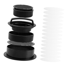 NonStick Burger Press with Oil Papers, Ergonomic Handle Hamburger Patty Maker for BBQ and Picnic