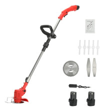 12V Cordless Weed Wacker 3in1 Grass Trimmer Edger Brush Cutter with Dual 2.0Ah Batteries 7 Blades Red