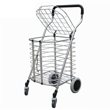 Foldable Stair Climbing Shopping Cart with Lid, Lightweight Aluminum Grocery Trolley, Silver