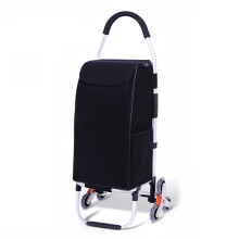 Foldable Stair Climber Shopping Cart, 6Wheel Heavy Duty Grocery Trolley with Detachable Waterproof Bag, Black