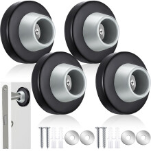 Stainless Steel Wall Door Stopper with Rubber Bumper, Black Flush Concave Door Protector Set 4pcs