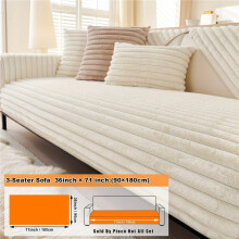 (White, 5-Seater 91.44cm*238.76cm) A Rabbit Chunky European And American Popular Solid Color Plush Sofa Cushion Super Soft Faux