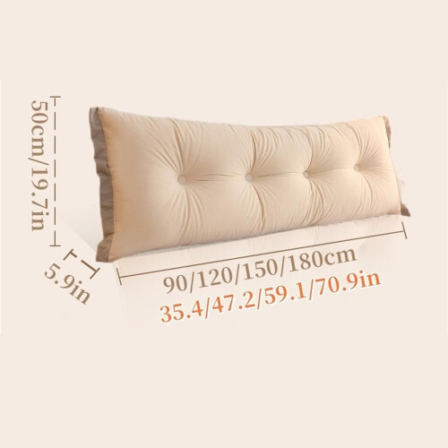 Bed Wedge Pillow 35.4in Beige Triangular Headboard Cushion, Removable Backrest for Bed Reading Support 1