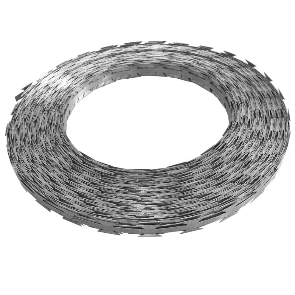 2Piece Galvanized Steel Razor Wire For Fence Security, 328.1Ft Longlength Coverage, Weatherresistant 9330225651093