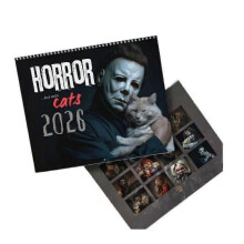 2026 Halloween Horror Movie & Cats Wall Calendar Spooky Feline Art, 11x8.5 Inch
