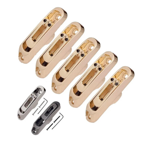 Bass Guitar Bridge Saddles 5 String Tailpiece Set Gold – Uniform Finish Easy Replacement 1