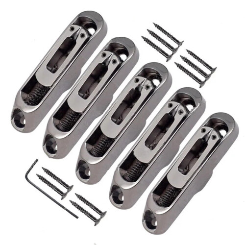 Bass Guitar Bridge Saddles 5 String Tailpiece Set Gold – Uniform Finish Easy Replacement 2