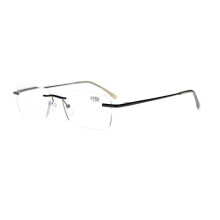 Black Rimless Reading Glasses +1.75 for Men and Women, Lightweight Spring Hinge Fit, Clear Vision