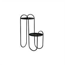 Indoor Metal Flower Pot Stand with Adjustable Height, Modern MultiTier Plant Rack for Living Room Balcony Decor (Black)