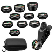 12‑in‑1 Phone Camera Lens Kit Wide Angle Macro Telephoto Fisheye Clip On Set for Smartphone