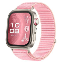 Breathable Pink Nylon Strap for Huawei Watch Fit 4/4 Pro, Adjustable Sport Band for Women