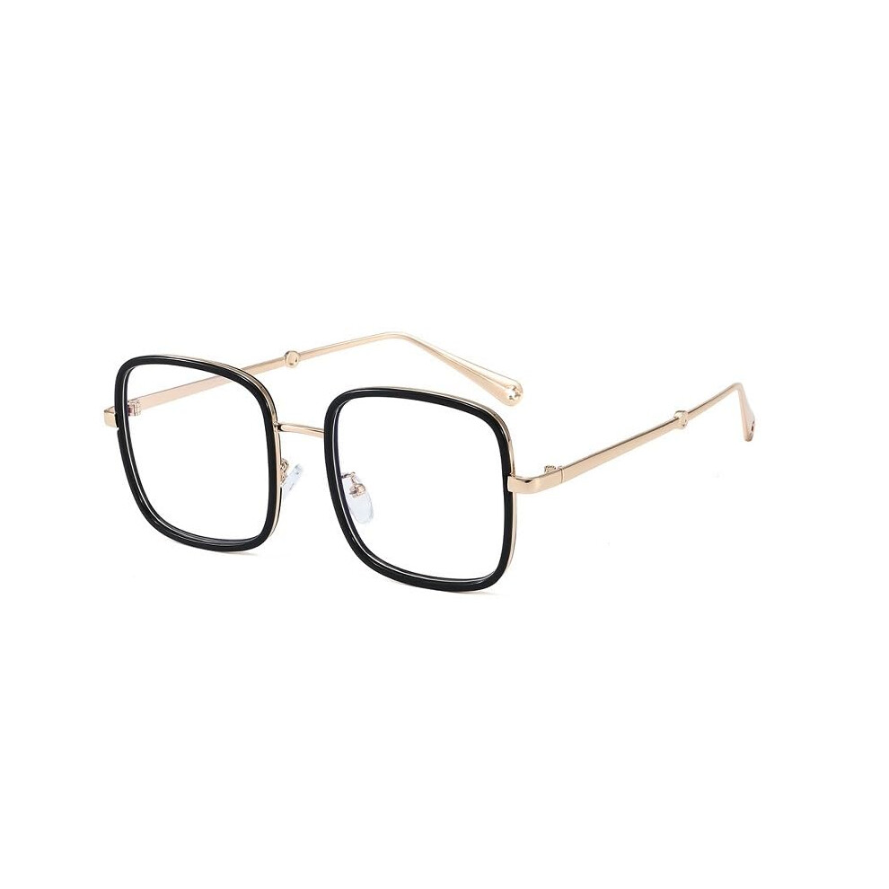 Blue/Light/Black Oversized Blocking Reading Glasses For Women, Square Frame +2.50 Antiglare Spring Hinge