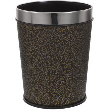 PU Leather Trash Can 5L Stylish Leather Finish Wastebasket for Bathroom Office Hotel Easy Clean