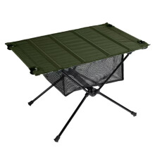 Folding Camping Table with Mesh Storage, Lightweight Aluminum Picnic Table for Outdoor Hiking Travel, Green