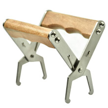 Stainless Steel Bee Frame Grip Tool with Ergonomic Wood Handle for Secure Hive Inspection, 1 Piece