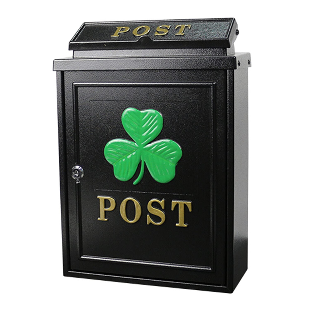 Wall Mounted Locking Mailbox Black, Weatherproof Large Capacity Rust Resistant Mailbox For Home 9310869704218