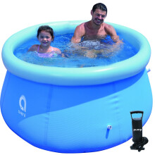 Large Round Inflatable Swimming Pool with Pump for Adults and Family, Quick Inflation, Durable Backyard Pool