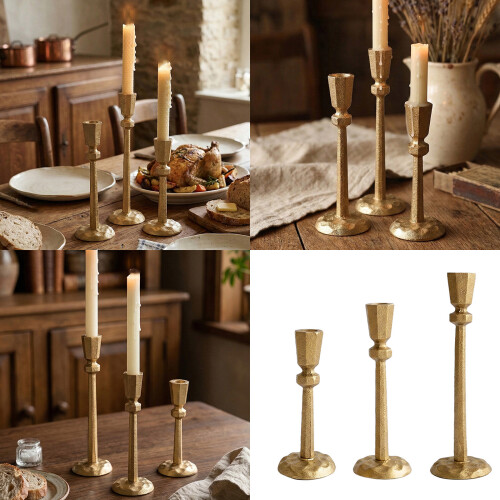 Classical Gold Coating Cast Iron Tall Candle Stand Taper- 8931 2