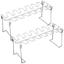 2 Pcs Foldable Stainless Steel Grilling Rack Set, 14Slot Heat Resistant BBQ Rack for Smokers