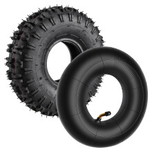 4.10/3.504 Inner Tube and 4.104 Tire Set, 4 PLY Durable Exact Fit for Wheelbarrow, Hand Truck, Mower, Tiller