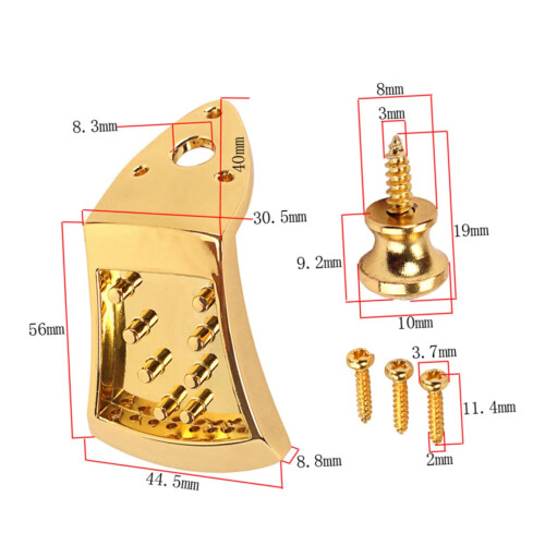 8 String Mandolin Tailpiece Shiny Gold Finish with Screws Quick String Change Removable Cover 2