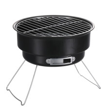 Portable Charcoal Grill, Folding Small Round Charcoal BBQ Grill for Camping, Kebab Skewer Grill