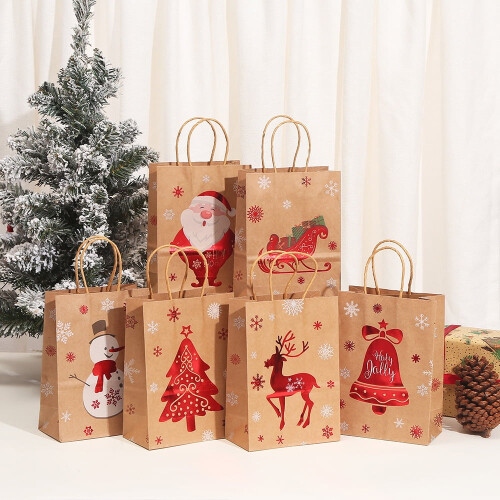 10-pack julklappspåsar av papper, handhållna bärkasser