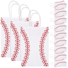 12-pak gaveposer i kraftpapir med baseballtryk