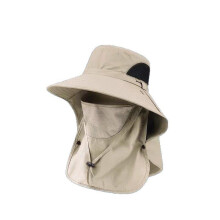 (Half-Eave Camouflage Shawl) Summer Sun Hat Fishing Cap Men Outdoor Hiking Fisherman Hat with Neck Flap Sun Protection