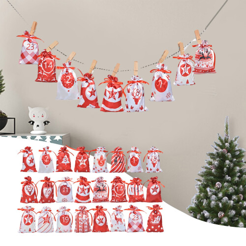 Pungi calendar Advent de Crăciun, pachet de 24