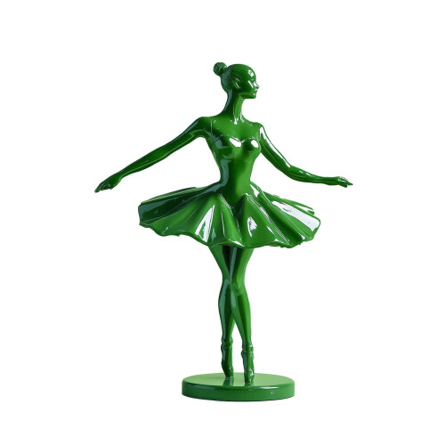 Grön ballerinaskulptur i harts, 30 cm