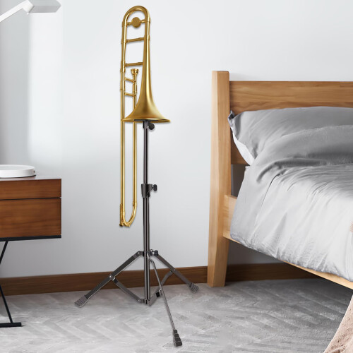 Adjustable Height Trombone Stand with Stable Triangular Base and Foldable Design for Stage and Studio 2