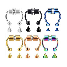 Anneau de septum à clip, faux bijou de nez en acier inoxydable, surface lisse qui tourne facilement, convient à toutes les tenues, design glamour,