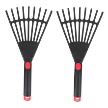 2Pcs Durable Plastic Garden Hand Rake for Leaves and Soil Loosening, Compact MultiPurpose Tool