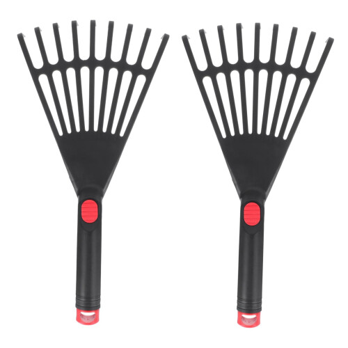 2Pcs Durable Plastic Garden Hand Rake for Leaves and Soil Loosening, Compact MultiPurpose Tool