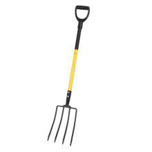 Heavy Duty Garden Fork 4 Tine Digging Fork with Ergonomic Y Grip and Long 46 Inch Hardwood Handle