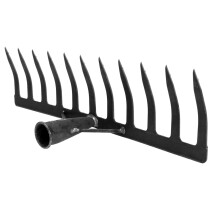 Heavy Duty Garden Rake and Cultivator with Iron Tines for Deep Soil Loosening and Weeding